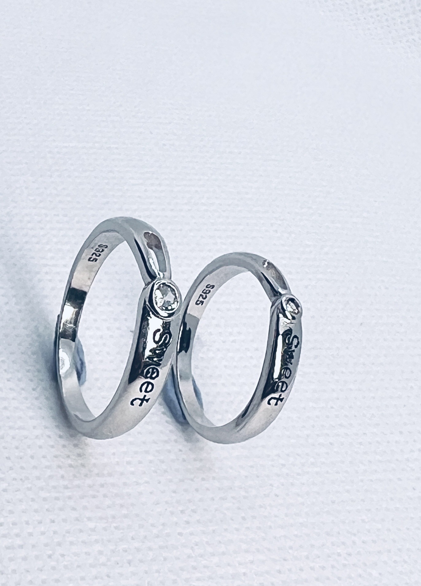 925 Sterling Silver Adjustable Couple Ring – Sweet Engraved Band - Image 5