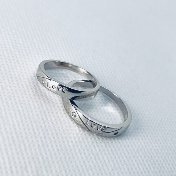 925 Sterling Silver Adjustable Couple Ring – Love Engraved Band