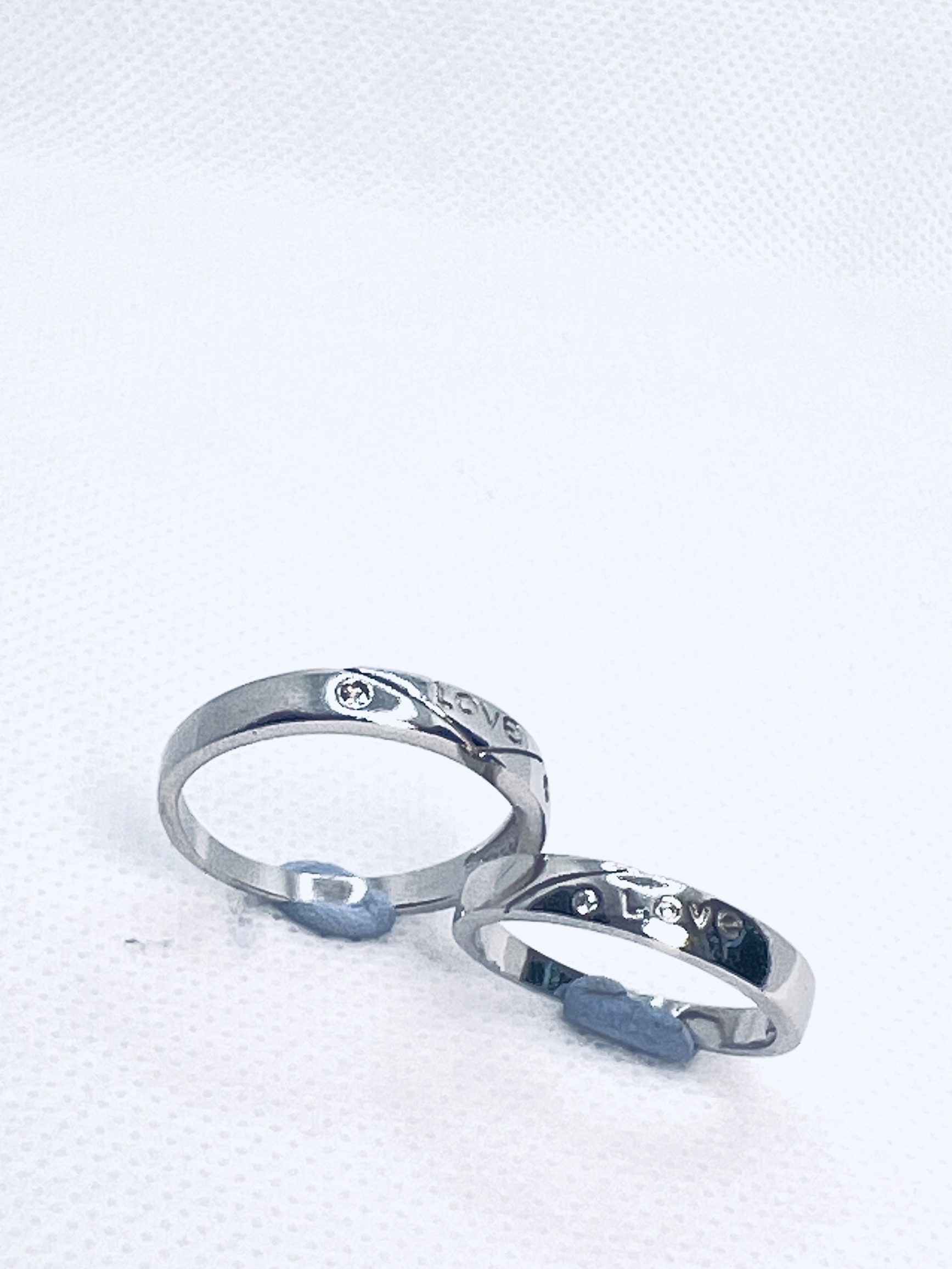 925 Sterling Silver Adjustable Couple Ring – Love Engraved Band - Image 3