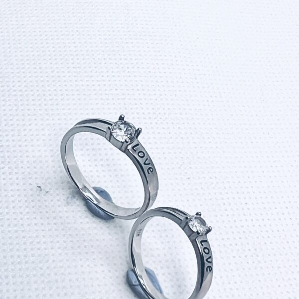 925 Sterling Silver Adjustable Couple Ring – Love Engraved Band